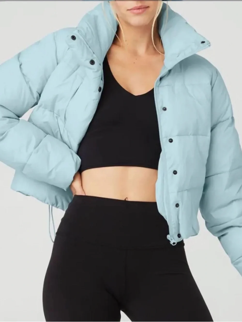ALO Gold Rush Puffer, Chalk Blue, size XS